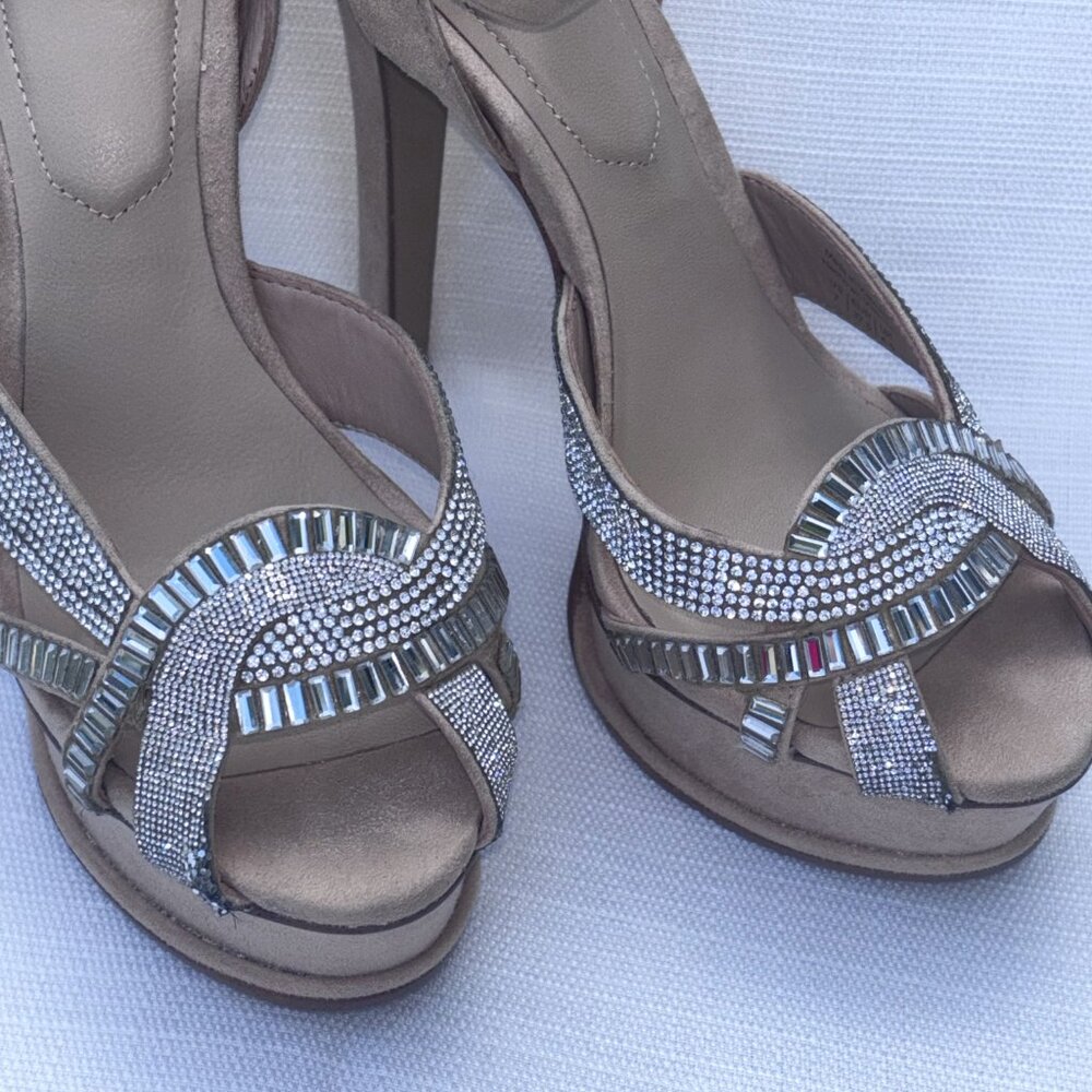 Aldo Laclabling Women's Bone Suede-Like Stiletto Rhinestone Heels sz 7